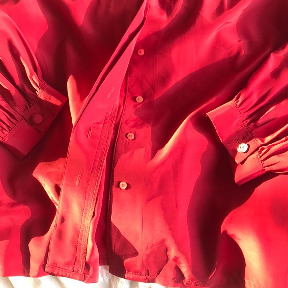 Plus Size Vintage deep red button up blouse - Picture 4 of 4